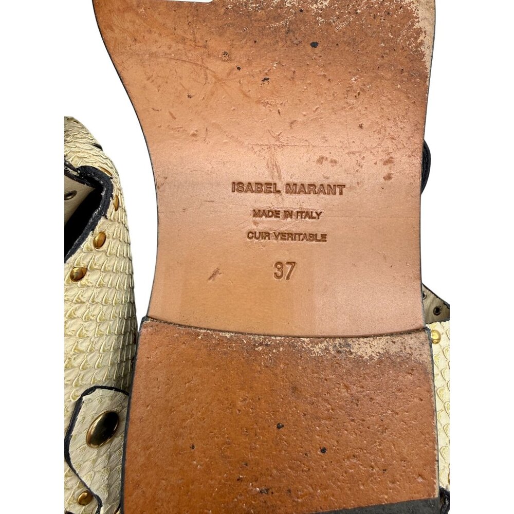 Isabel Marant Johanna ivory snake texture flat sandals - Size 7 - Picture 6 of 10